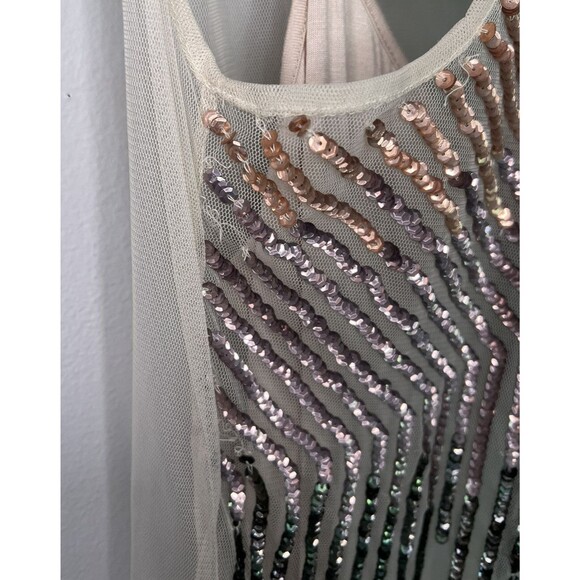 AS by DF Size Medium Sequined Mesh Sleeveless Champagne Color Women’s Dress - Picture 8 of 9